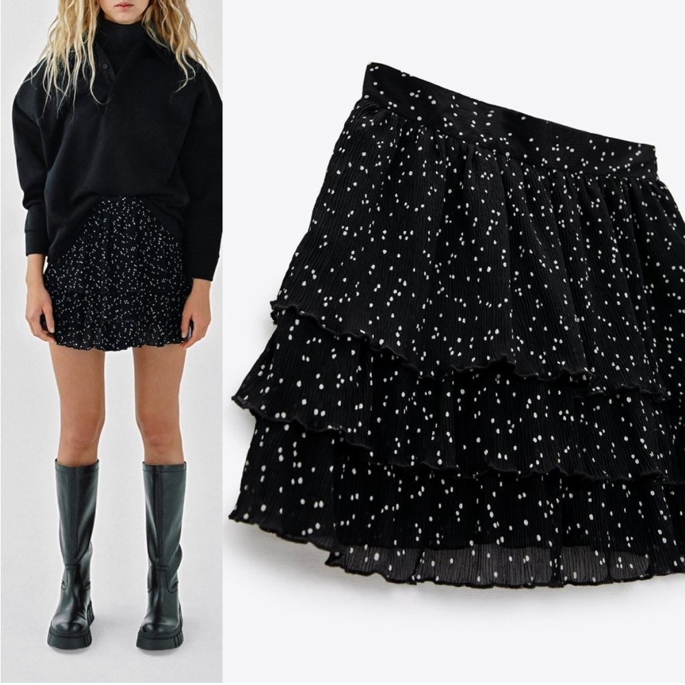 Zara Black and White Polka Dot Skort